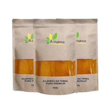 Imagem de Kit 3 Açafrão da terra em pó puro (Cúrcuma) 100G - À Orgânica