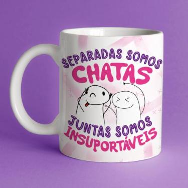Imagem de Caneca porcelana flork amigas, separadas somos chatas - juntas somos i