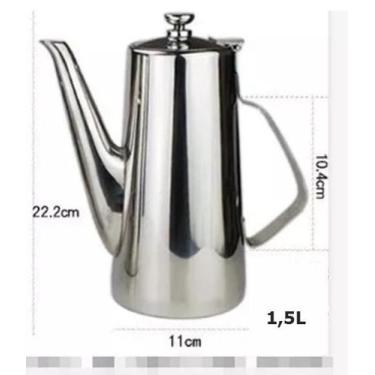Imagem de Bule Com Bico Longo Hotel 1,5 Litros - Aço Inox - Leiteira - OKABOX