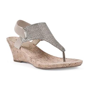 Imagem de WHITE MOUNTAIN Sandália feminina All Good Cork Wedge, Ltgold/glitter, 40