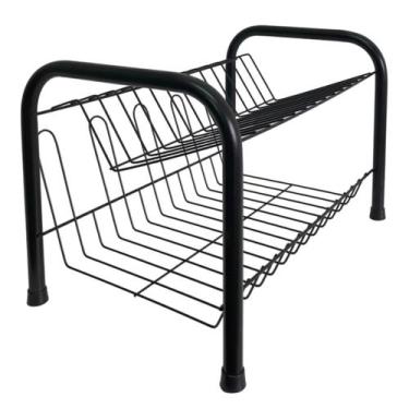 Imagem de Escorredor Duplo De Louça Prático Designer Moderno 13 Pratos Multiuso 