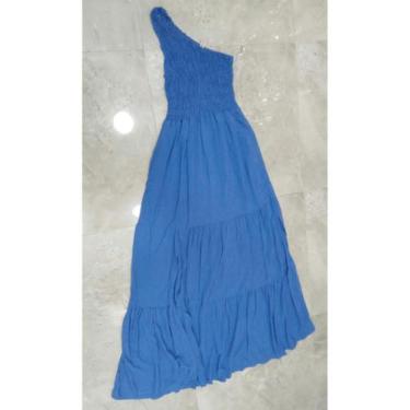 Imagem de Vestido longo nula manga verão elastek viscolinho - LALOKA, Azul, M