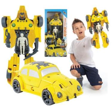 Imagem de Brinquedo Carro Fusca Vira Robô Grande Transformer C/ Boneco - Kendy