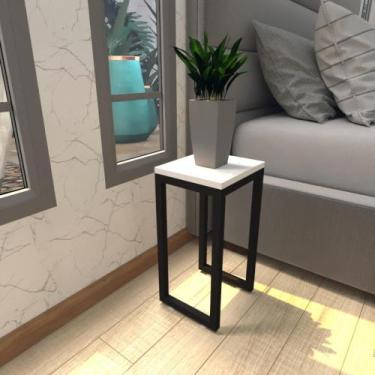 Imagem de Mesa de cabeceira industrial branca off white canto quarto cabeceira m