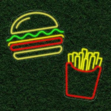 Imagem de Kit Painel Neon Led Hamburguer + Batata Frita Decoração Restaurante - 