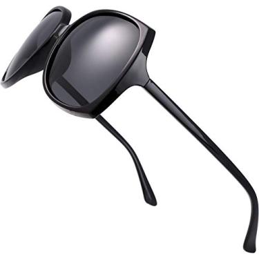 Imagem de The Fresh Óculos de sol femininos grandes quadrados Jackie O Cat Eye Hybrid Butterfly Fashion - Embalagem requintada, 723301-preto, X-Large