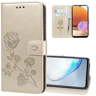 Imagem de Monwutong Capa carteira para Motorola G54 5G, capa de couro PU à prova de choque com fecho magnético e compartimentos para cartões de dinheiro, coldre para celular para Moto G54 5G, MG Golden