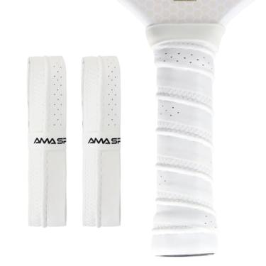 Imagem de AMA SPORT Pacote com 2 fitas de aderência Pickleball para raquetes de pickleball, aderência antiderrapante, fácil instalação e desempenho de longa duração (branca)