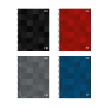 Imagem de Kit 4 Cadernos Escolares Zip Tilibra 80 Folhas 200x275mm Universitário