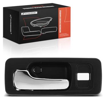 Imagem de A-Premium Maçaneta interior do lado do motorista dianteiro esquerdo com orifício de bloqueio compatível com Honda Accord 1990 1991 1992 1993 Sedan, caixa preta com alavanca cromada, com trava de