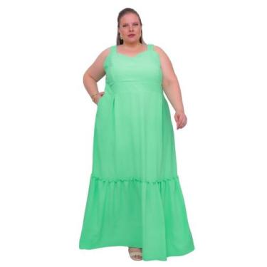 Imagem de Vestido feminino longo de alças largas com elastico todo forrado e bol