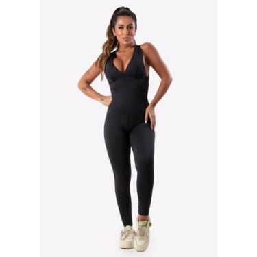 Imagem de Macacão Feminino Com Bojo Suplex Fitness Academia Ginástica Liso - ble