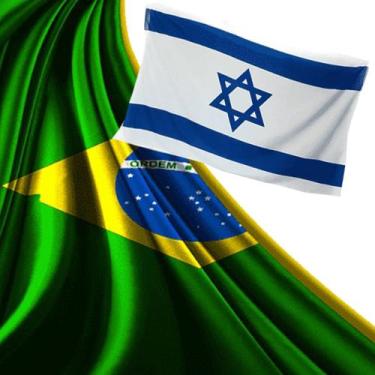 Imagem de Bandeiras De Brasil E Israel Kit 2 100% Poliester 1,60x1,10 - bandeira