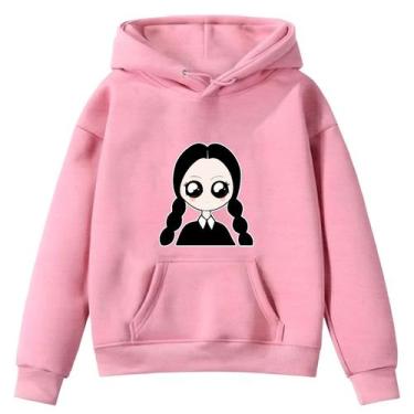 Imagem de Moletom Infantil Wandinha Fofa Pequena Desenho Infância Bolso Canguru 