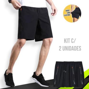 Imagem de Kit c/ 2 Bermudas CORRIDA Academia Bolso Zíper Tecido Gelado com Elast