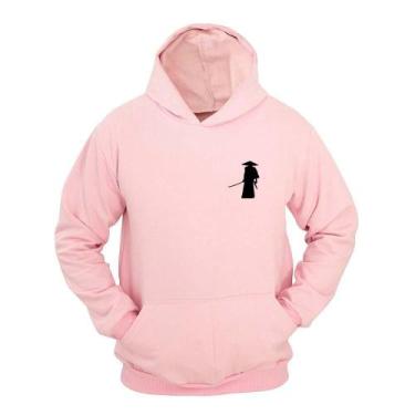 Imagem de Moletom Masculino Canguru Com Capuz Estampa Samurai - Ragor, Rosa, M