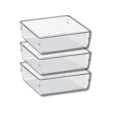 Imagem de Jogo 3 Organizador Gavetas Modular 1 Porta Talheres Multiuso - PLASTUT