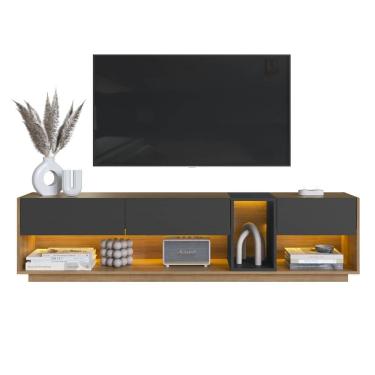 Imagem de Rack Moderno Com LED 03 Gavetas 180cm Mell Grafite PRODDY