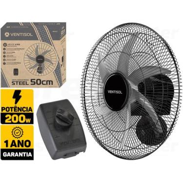 Imagem de Ventilador Parede Ventisol Steel Preto 6 Pás 50cm 127/220V Bivolt, Pre