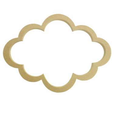 Imagem de Kit 3 Moldura Enfeite Parede Nuvem G 41,5x30 Mdf 18mm Madeira - Atacad
