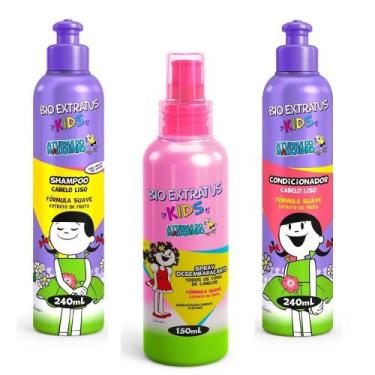 Imagem de Kit Bio Extratus Kids Liso Shampoo + Condicicionador + Spray