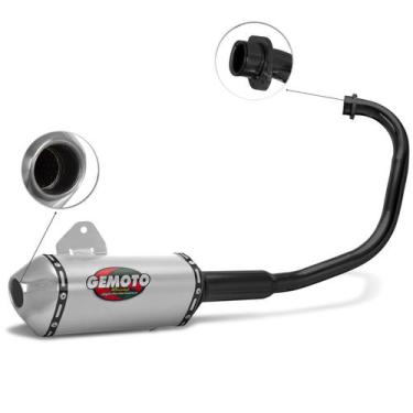 Imagem de Escapamento Esportivo Gemoto Racing 3 Trioval Curva Preta Moto Ybr 125