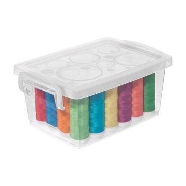 Imagem de Caixa Organizadora Plástica Bel Cristal com Tampa E Trava 650 Ml - ORD