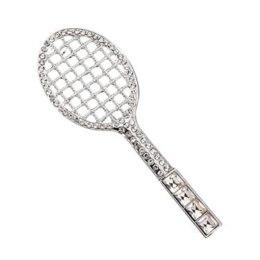 Imagem de Raquete de tênis broche de strass raquete de badminton de cristal broche esportivo lapela clipe terno chapéu emblemas acessórios broches broches joias presentes para mulheres meninas melhores amigas,