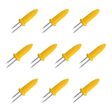 Imagem de LaoChoes 10 suportes de espiga de milho, suportes de milho, suportes de milho para espiga, espetos de milho, suportes de milho de aço inoxidável, garfo de churrasco para família