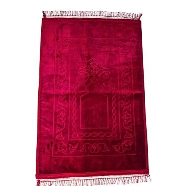 Imagem de Tapete de oração muçulmano islâmico - Sajadah grosso grande acolchoado para crianças, homens, mulheres, sola tapete de oração, macio, luxuoso, ótimo para joelhos e testa (vermelho)