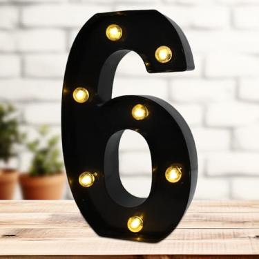 Imagem de Números de letreiro de LED, números iluminados com LED de 21 cm para festas, letras pequenas iluminadas, número iluminado por bateria para mesa, aniversário, luz noturna, Natal ou decoração de casa