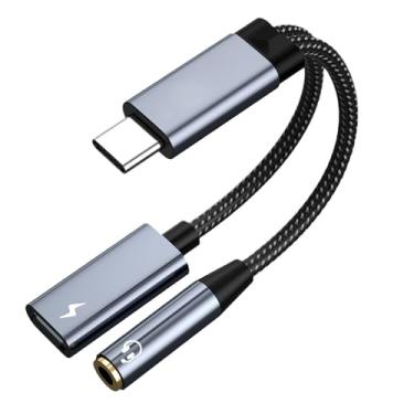 Imagem de AWINLI USB C para fone de ouvido e adaptador de carregador de 3,5 mm, tipo C 2 em 1 para conector de áudio auxiliar e cabo de carregamento rápido compatível com Samsung Galaxy S22 S21 S20, iPad Pro,