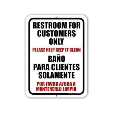 Imagem de Honey Dew Gifts, Banheiro apenas para clientes, placas de espanhol espanhol, placas de banheiro para negócios, placas de negócios e lojas, placa de metal, placas de escritório, placas de negócios, 23