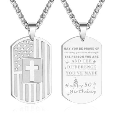 Imagem de DuoDiner Colar de presente de aniversário para homens, meninos, pai, filho, irmão, marido, avô, neto, 10, 13, 16, 18, 21, 30, 40, 50, 60 anos, aniversário, presentes de Natal, Medium, Aço inoxidável,