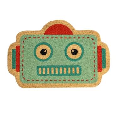 Imagem de Fisura Capacho original "robô" feito de fibra de coco com base de PVC antiderrapante, tapetes externos para porta da frente, capacho em formato original, dimensões: 69,8 cm x 39,9 cm