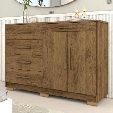 Imagem de Cômoda Tailândia 2 Portas 5 Gavetas Imbuia Rústico - Panorama Móveis