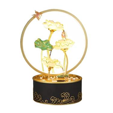 Imagem de Fonte de mesa para uso interno, fonte de folha de lótus, fonte de relaxamento, fonte de mesa, recurso de água, candeeiro de mesa decorativo, candeeiro de cabeceira para casa e escritório, decoração de