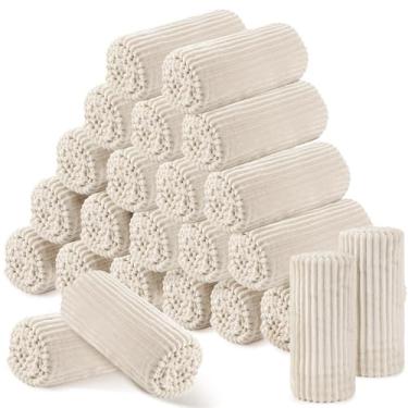 Imagem de Buryeah 24 mantas de flanela a granel 127 x 152 cm cobertor de casamento macio leve com nervuras listradas para sofá quarto doação de sofá presentes para sem-teto (bege)