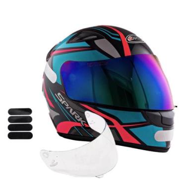 Imagem de Capacete Ebf Spark Spider Preto Tiffany Mais Viseira Camaleão e Adesiv