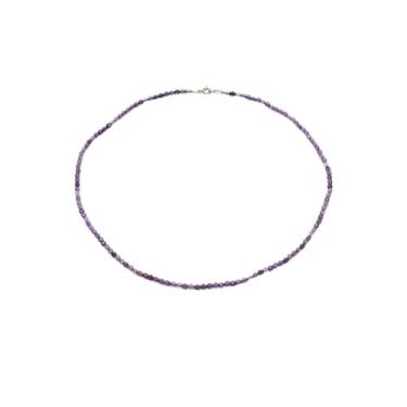 Imagem de Mandala Esotérica, Colar Choker em Pedra Ametista Facetada 3mm