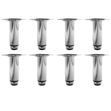 Imagem de Kit 8 Pé Para Móveis Regulável Redondo Cromado 12cm Aço - HD