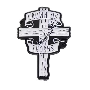 Imagem de Coroa de Espinhos Cruz Santa Jesus Cristo Crucifixo Deus Católico Cristão 3 cm Emblema de broche esmaltado, 1.2 Inches, Metal, Esmalte