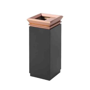 Imagem de Coluna de cinzas Cinzeiro de Aço Inoxidável Coluna Corredor Corredor Hotel Clube Hall Exterior Hotel Lixeira Lobby Vertical Cinza/Dourado/Preto Coluna de cinzas de chão(Preto)