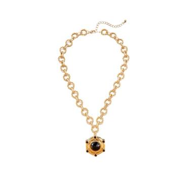 Imagem de SHANG JIURUI Colares de ágata banhados a ouro 18 K para mulheres | Colar com pingente de pedra preciosa | Cornalina, verde, preto, cristais de cura, moderno, presente de aniversário e dia dos