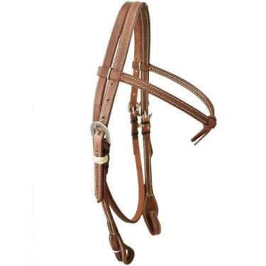 Imagem de Cabeçada Testeira de Couro Cowboys Pesponto Com Nó