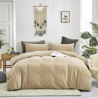 Imagem de honey qiao Conjunto de edredom King de veludo champanhe luxuoso de 3 peças com 1 edredom de veludo e 2 fronhas, elegante e macio para conforto durante todo o ano