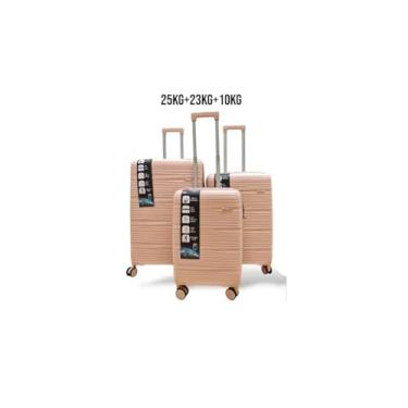 Imagem de Kit Malas de Viagem para 25Kg+23Kg+10Kg Polipropileno Central (ROSA CLARO)