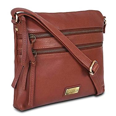 Imagem de Bolsa tiracolo de couro legítimo para mulheres – Bolsa de ombro para mulheres feita à mão pela Levogue (COGNAC MILLED SOFT)