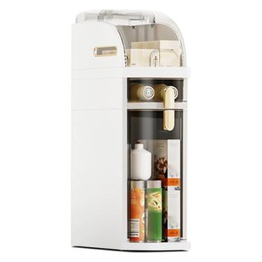 Imagem de Armário de armazenamento fino de banheiro de 2 camadas, suporte de papel higiênico à prova d'água, organizador de armazenamento estreito à prova d'água com rodas e gavetas para cozinha, quarto