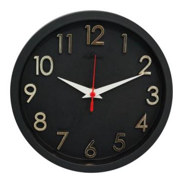 Imagem de Relogio de Parede 3D Sigma Dourado Preto Plashome Escritório Cozinha S